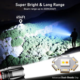 Blukar Rechargeable LED Torch – Dual Color Light, 10 Modes, Zoomable, Waterproof